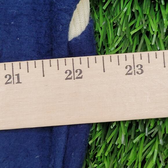 Vintage 80s MOD Ringer Sweater Large 22x25 Crop Blue Beige - Picture 9 of 12